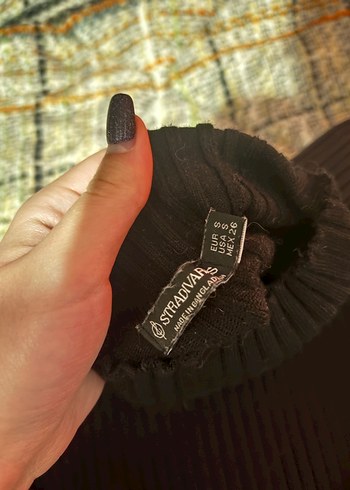 Stradivarius Siyah Kadın Boğazlı İnce Triko Kazak - Görsel 2