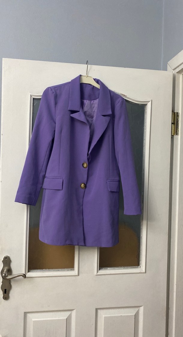 Mor Düğmeli Kadın Blazer Ceket - Görsel 2