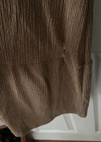 Kadın Kahverengi Uzun Keten Elbise - Görsel 4