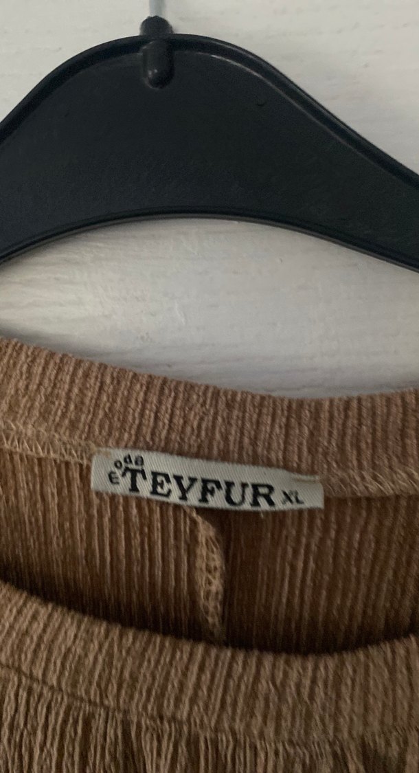 Kadın Kahverengi Uzun Keten Elbise - Görsel 3