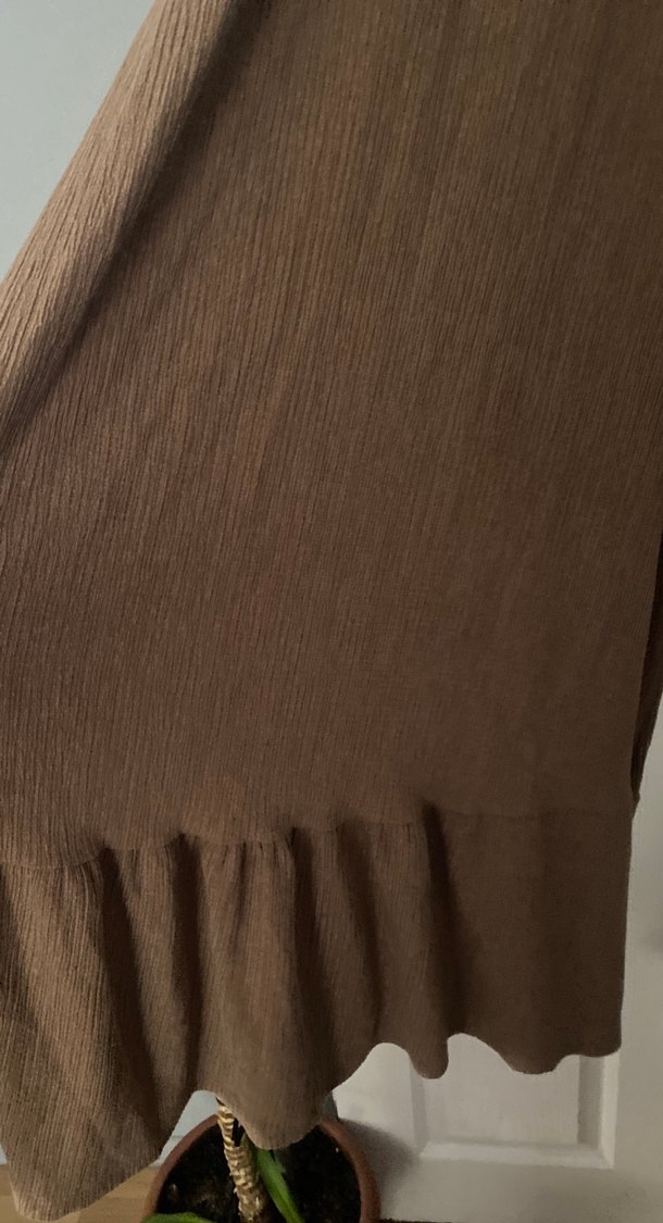 Kadın Kahverengi Uzun Keten Elbise - Görsel 2