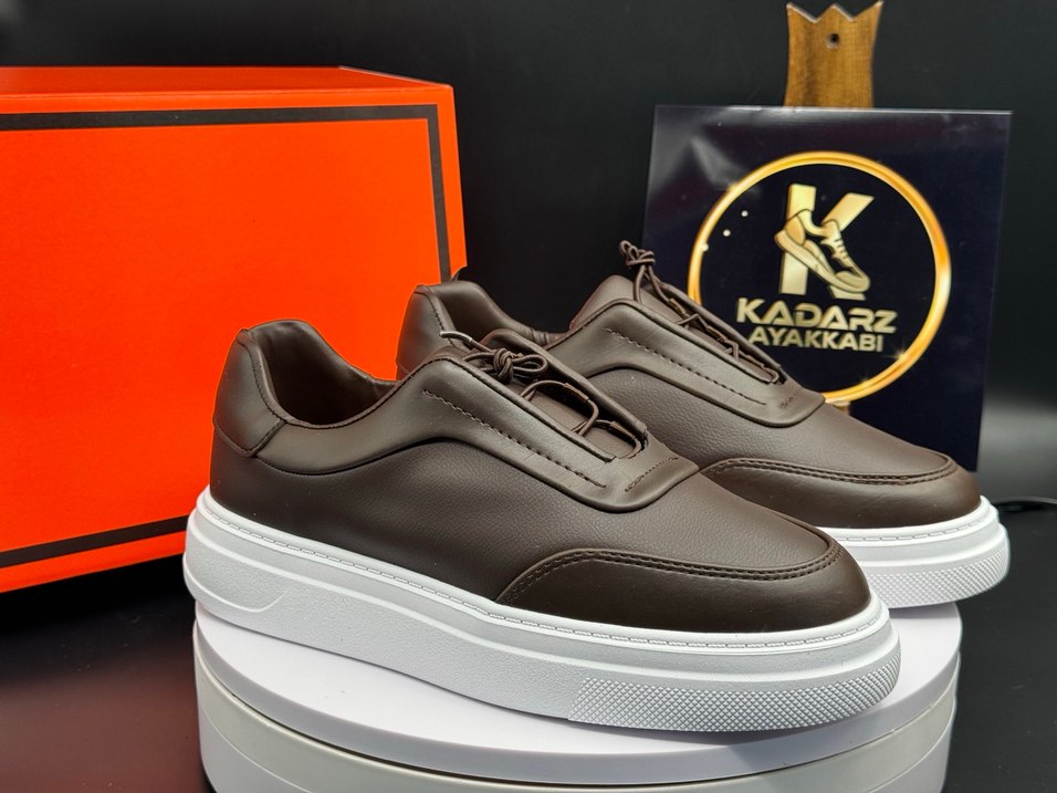 Zara Deri Görünümlü Bağcıklı Kahverengi Erkek Ayakkabı - Görsel 2