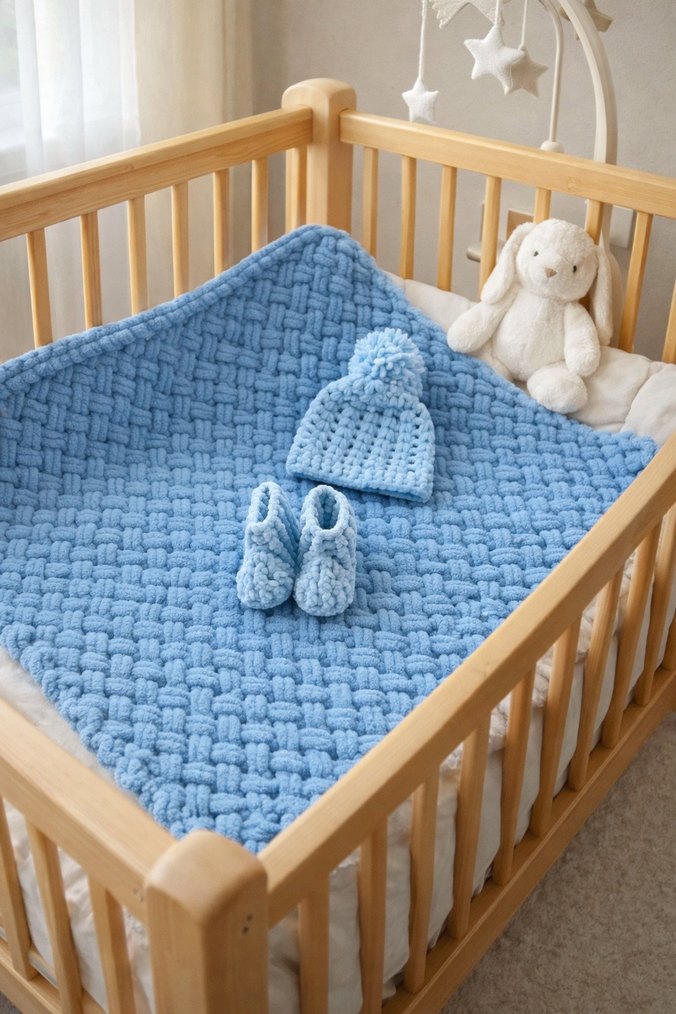 Pufy bebek battaniyesi panduf hediyeli - Görsel 3