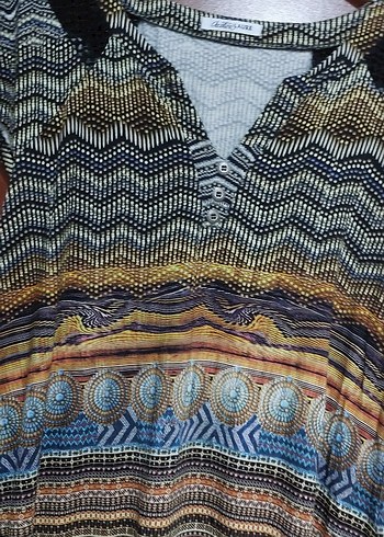 Renkli Bohem Desenli Uzun Hamile Tunik - Görsel 6