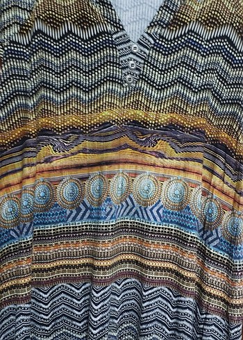 Renkli Bohem Desenli Uzun Hamile Tunik - Görsel 7