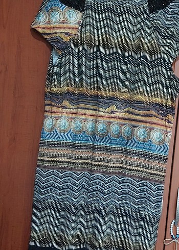 Renkli Bohem Desenli Uzun Hamile Tunik - Görsel 4