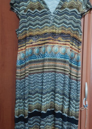 Renkli Bohem Desenli Uzun Hamile Tunik - Görsel 3