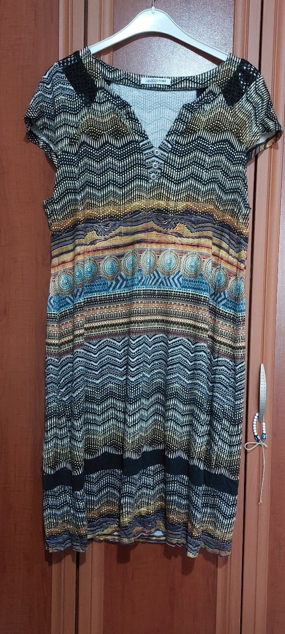 Renkli Bohem Desenli Uzun Hamile Tunik - Görsel 2