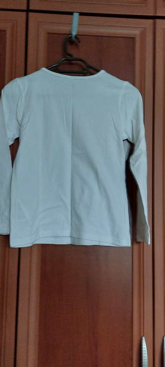 Beyaz Uzun Kollu Kız Tişörtü - Rahat Kesim - Görsel 5