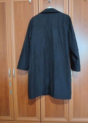 Kadın Gri Uzun Düğmeli Yağmurluk - Görsel 8