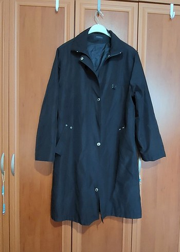 Kadın Gri Uzun Düğmeli Yağmurluk - Görsel 6