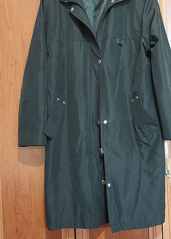 Kadın Gri Uzun Düğmeli Yağmurluk - Görsel 4