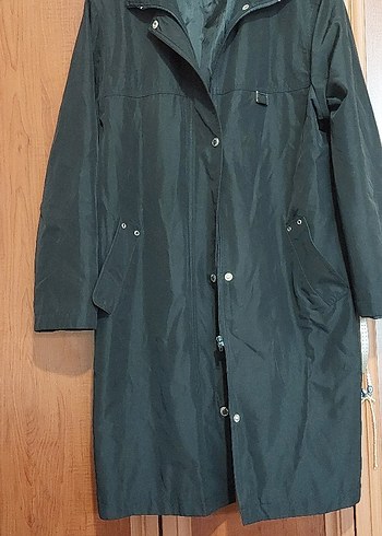 Kadın Gri Uzun Düğmeli Yağmurluk - Görsel 3