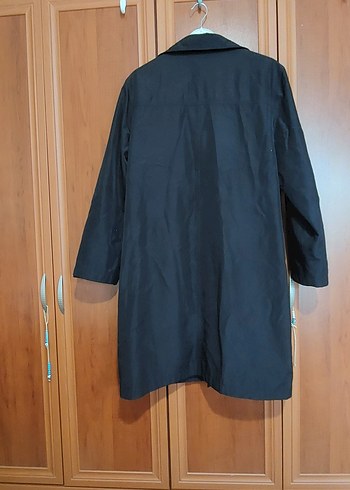 Kadın Gri Uzun Düğmeli Yağmurluk - Görsel 5