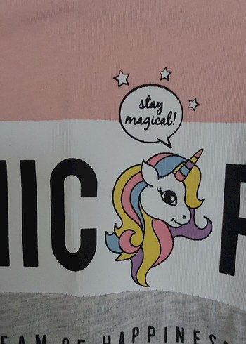 Kız Çocuk Unicorn Baskılı Uzun Kollu Tişört - Görsel 4