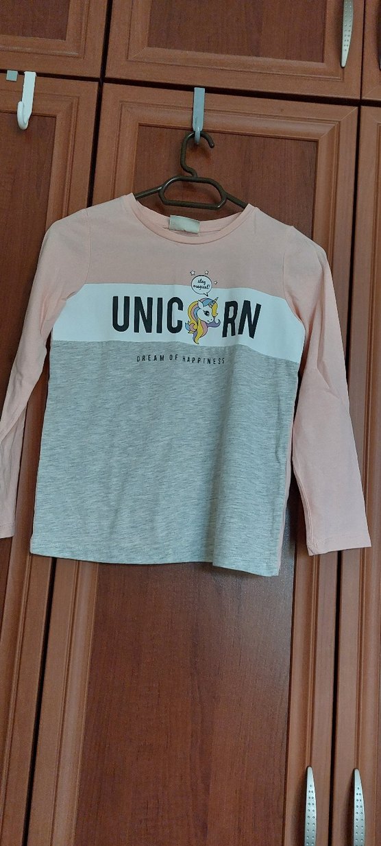 Kız Çocuk Unicorn Baskılı Uzun Kollu Tişört - Görsel 3