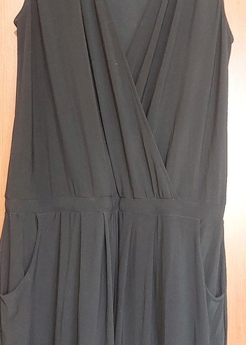 Drapeli Siyah Hamile Tulum Midi Boy - Görsel 3