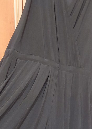 Drapeli Siyah Hamile Tulum Midi Boy - Görsel 7