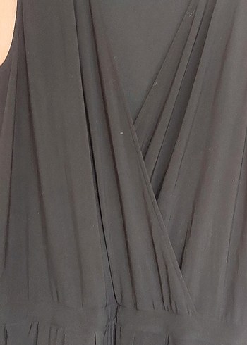 Drapeli Siyah Hamile Tulum Midi Boy - Görsel 4