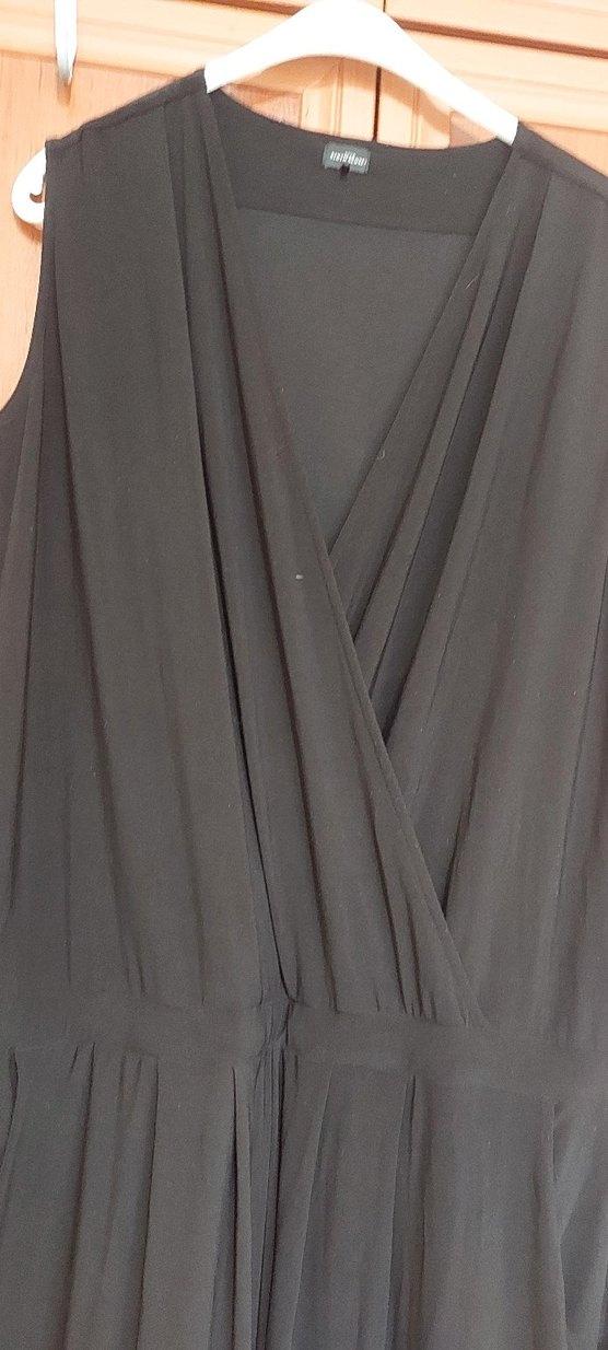 Drapeli Siyah Hamile Tulum Midi Boy - Görsel 4