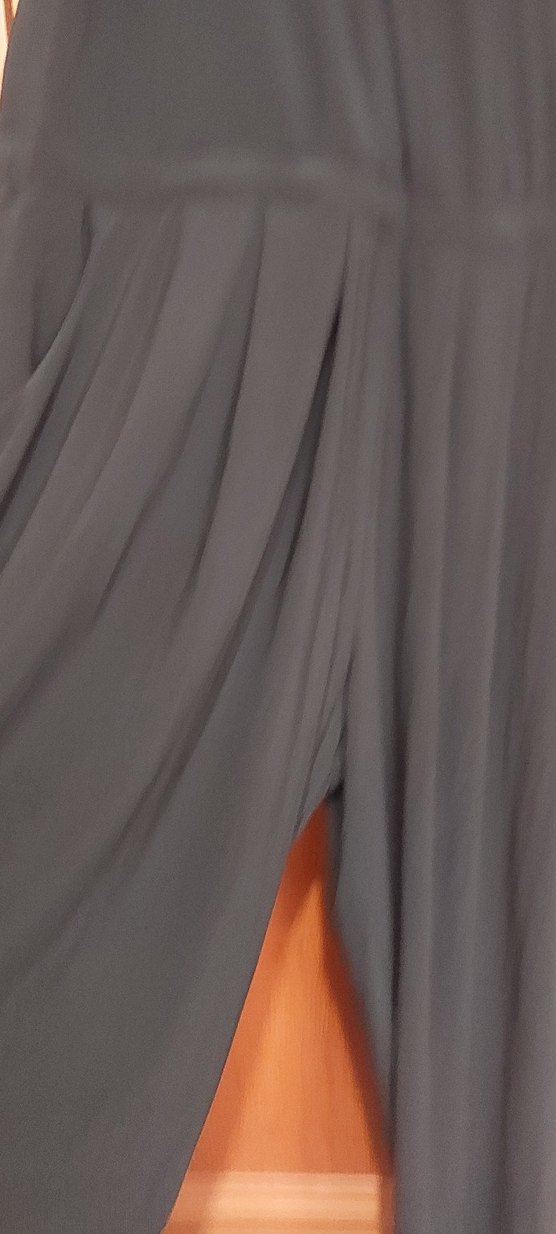 Drapeli Siyah Hamile Tulum Midi Boy - Görsel 5