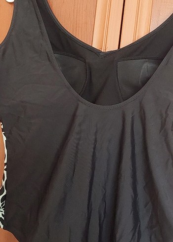 Desenli Drapeli Siyah Kadın Mayo - Görsel 5