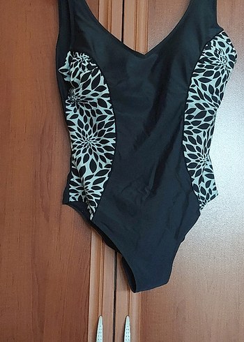 Desenli Drapeli Siyah Kadın Mayo - Görsel 2