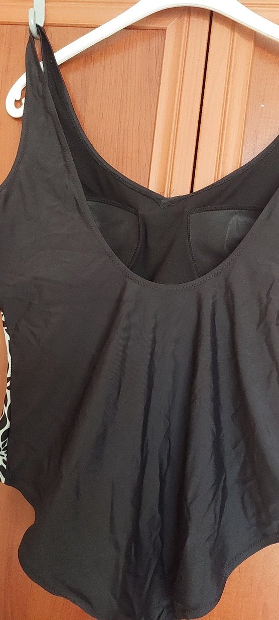 Desenli Drapeli Siyah Kadın Mayo - Görsel 5