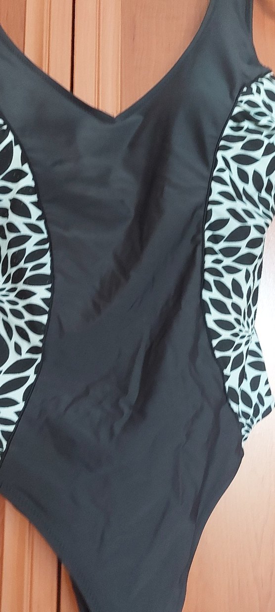 Desenli Drapeli Siyah Kadın Mayo - Görsel 4