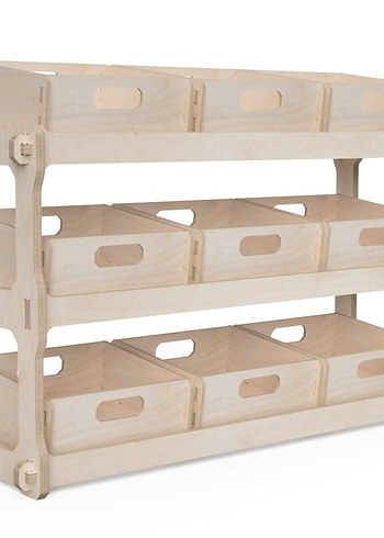 Doğal Organik Çocuk Rafı Ahşap Kutularla - Görsel 3