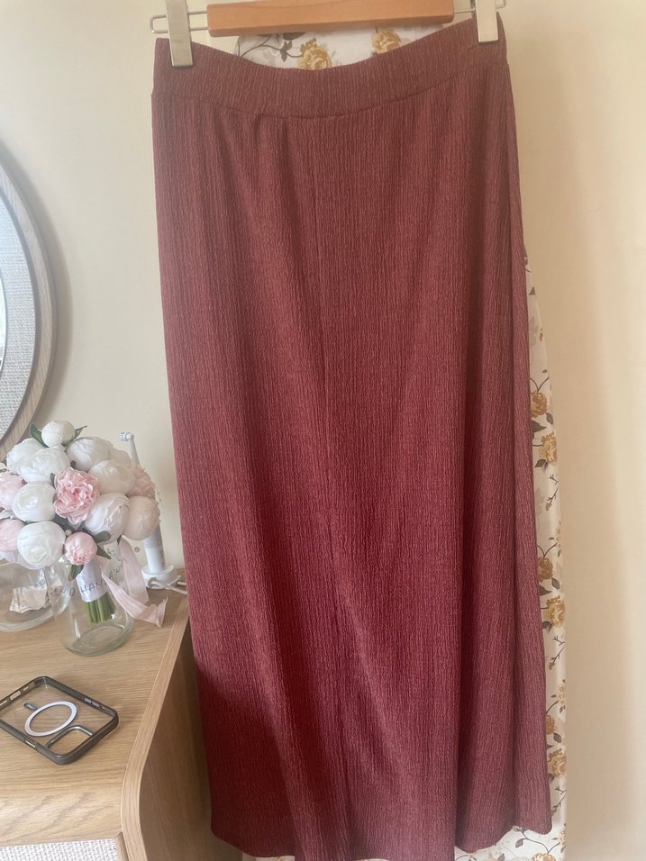 Bordo Bohem Midi Triko Elbise - Görsel 2