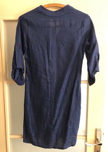 Lacivert Midi Keten Tunik - Görsel 2