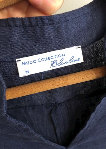 Lacivert Midi Keten Tunik - Görsel 4