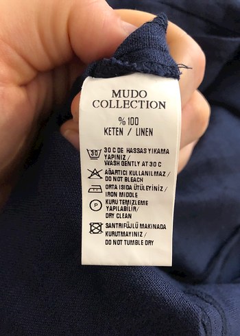 Lacivert Midi Keten Tunik - Görsel 6