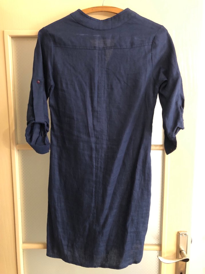 Lacivert Midi Keten Tunik - Görsel 2