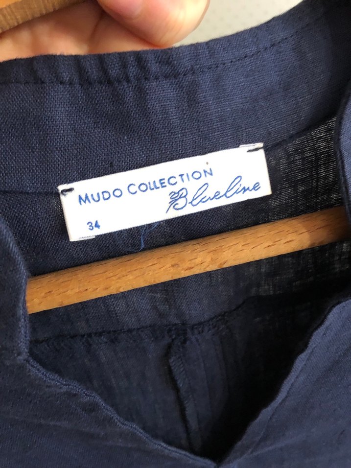 Lacivert Midi Keten Tunik - Görsel 4