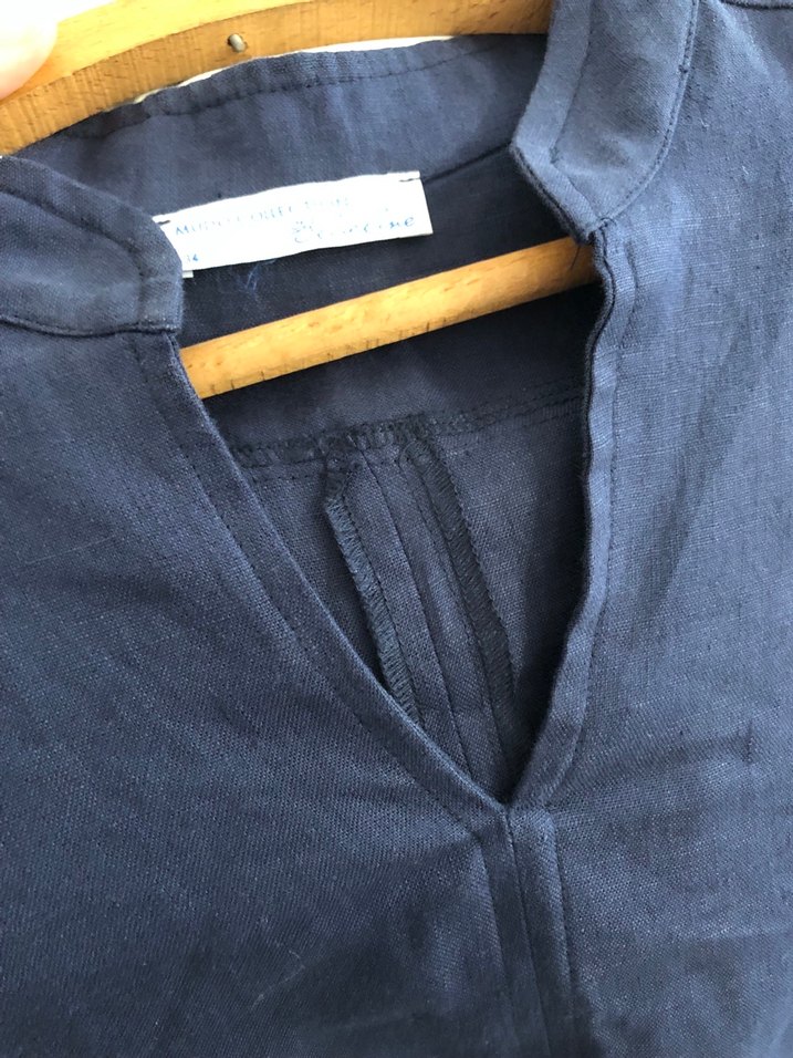 Lacivert Midi Keten Tunik - Görsel 5