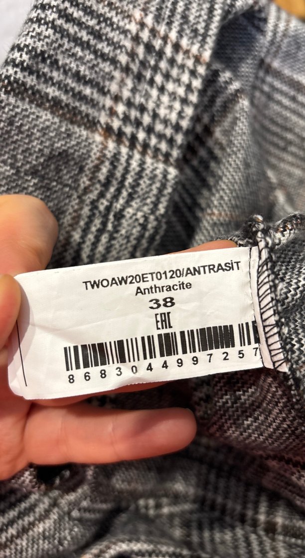 Gri Ekoseli Piliseli Mini Etek - Görsel 5