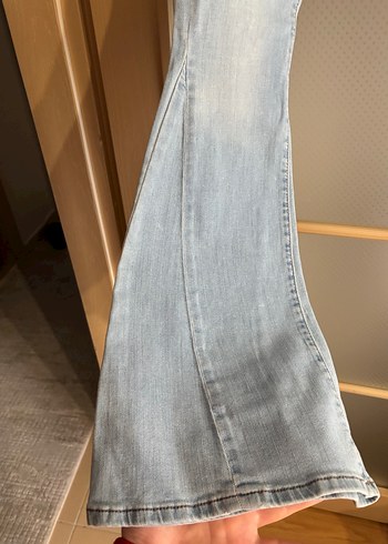 Kadın mavi Denim İspanyol Paça Pantolon - Görsel 4