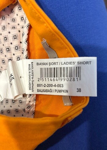 Turuncu Kadın Mini Pamuk Şort - Görsel 6