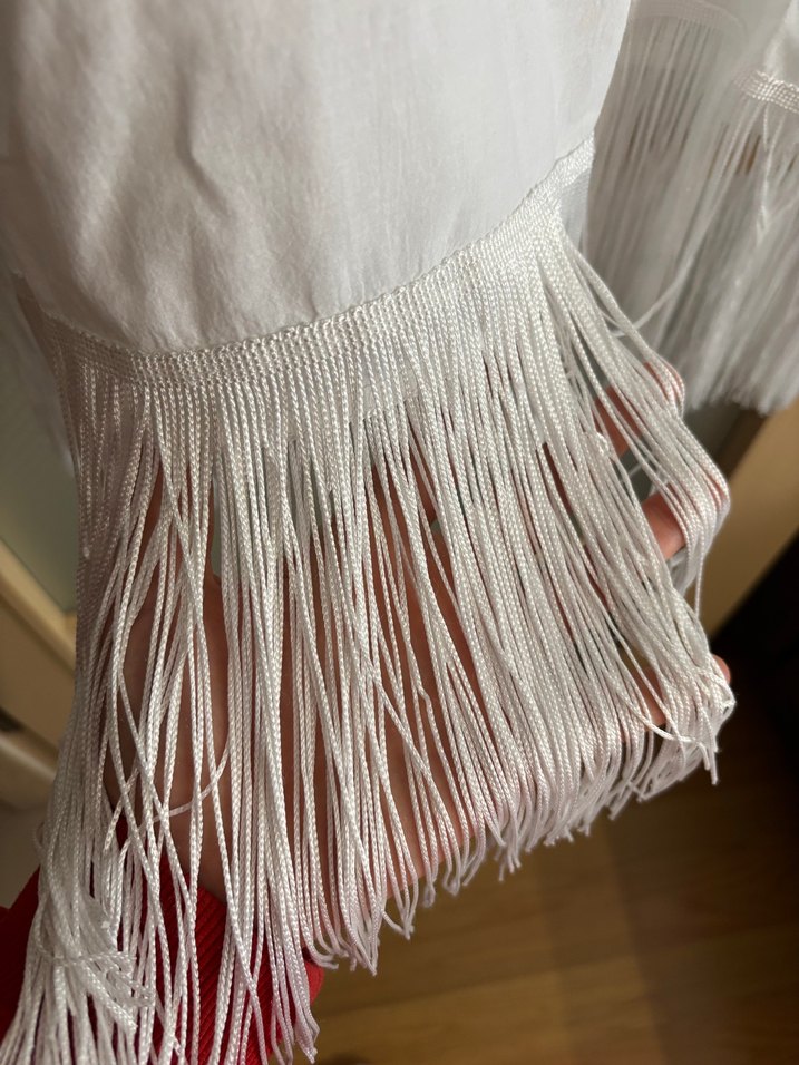 Beyaz V Yaka Bohem pamuklu plaj elbisesi - Görsel 3