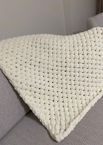 Puffy alize Beyaz Örgü Çocuk Battaniyesi - Görsel 2