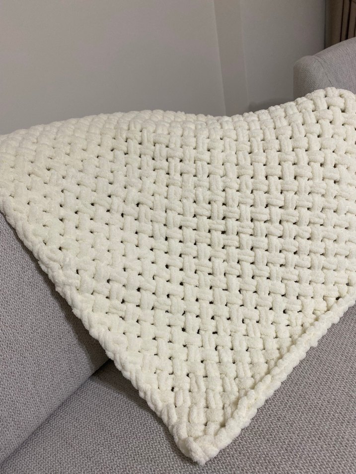 Puffy alize Beyaz Örgü Çocuk Battaniyesi - Görsel 2