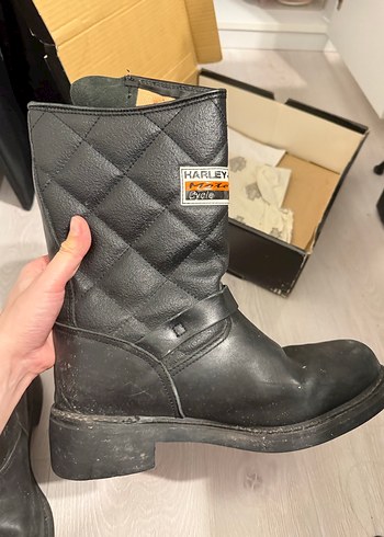 Kadın Siyah Deri Biker Botlar - Görsel 5