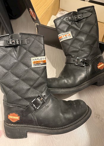 Kadın Siyah Deri Biker Botlar - Görsel 3