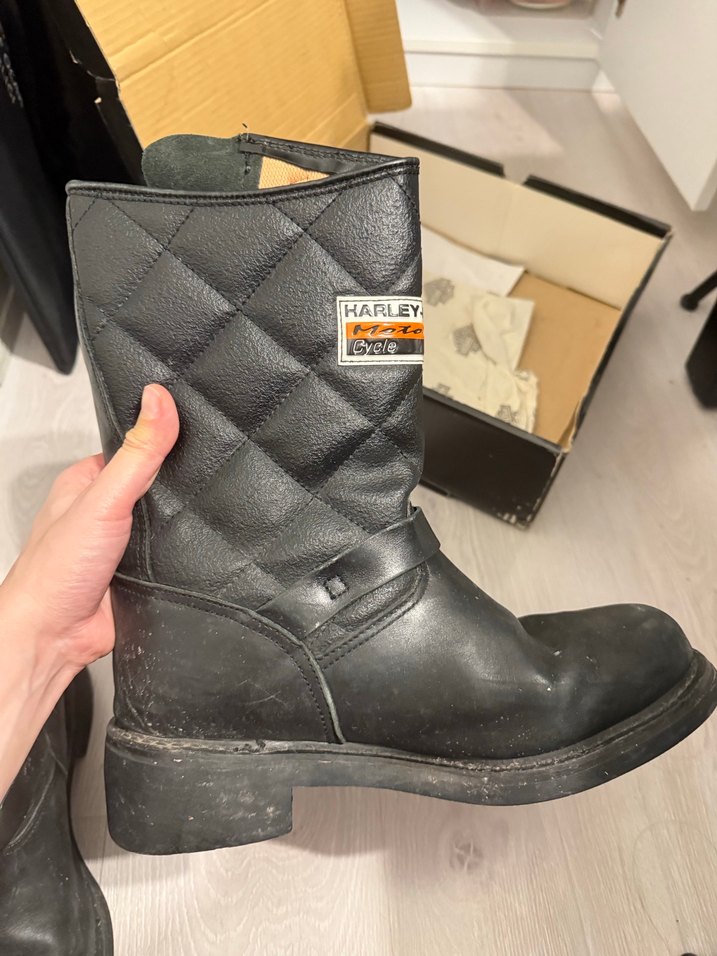 Kadın Siyah Deri Biker Botlar - Görsel 5