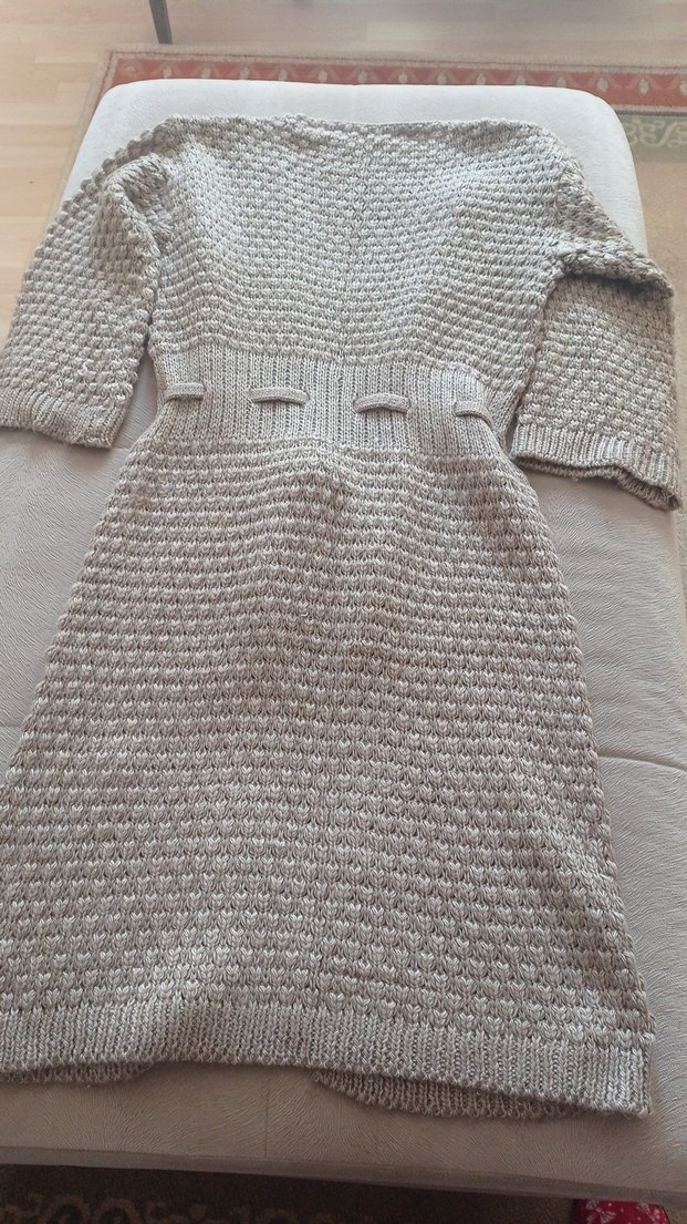 Gri Uzun Örgü Kadın Sabahlık - Görsel 3