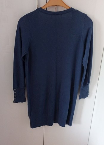 Düğmeli Mavi Midi Denim Hırka - Görsel 3