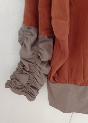 Kahverengi Uzun Kollu Kadın Bluz - Görsel 4