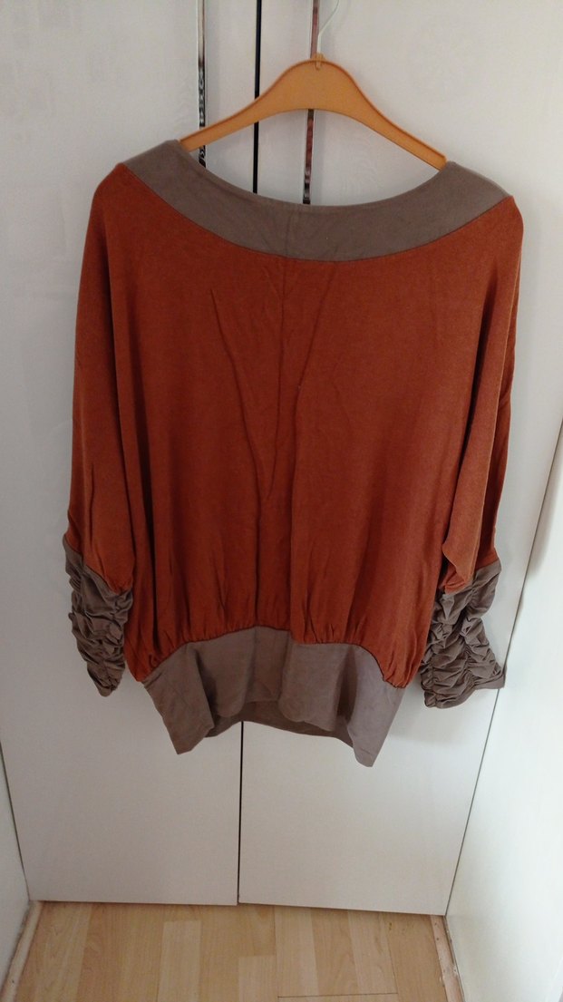 Kahverengi Uzun Kollu Kadın Bluz - Görsel 2